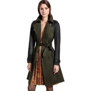 NWT Altuzarra x Target Olive Green Contrast-Sleeve Cotton Twill Trench Coat XS